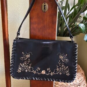 XOXO Black Bag with Gold Floral Embroidery
